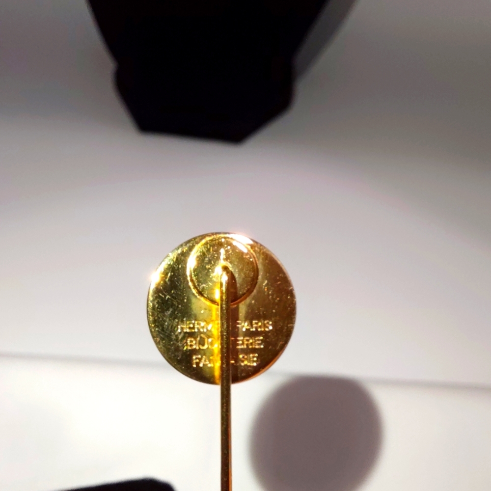 Hermes Vintage Clou de Selle Button Stick Hat Pin Brooch Gold Tone - Picture 3 of 4